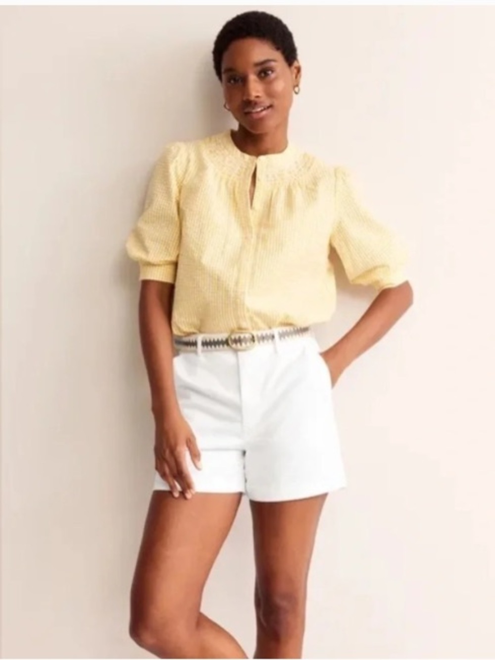Boden High-Rise White Cotton Shorts Size 12 White Inseam 6”